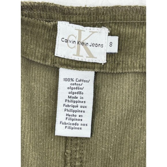 Calvin Klein Jeans Olive Green Corduroy Pencil Skirt Button Front Pockets Size 8 - Picture 8 of 11